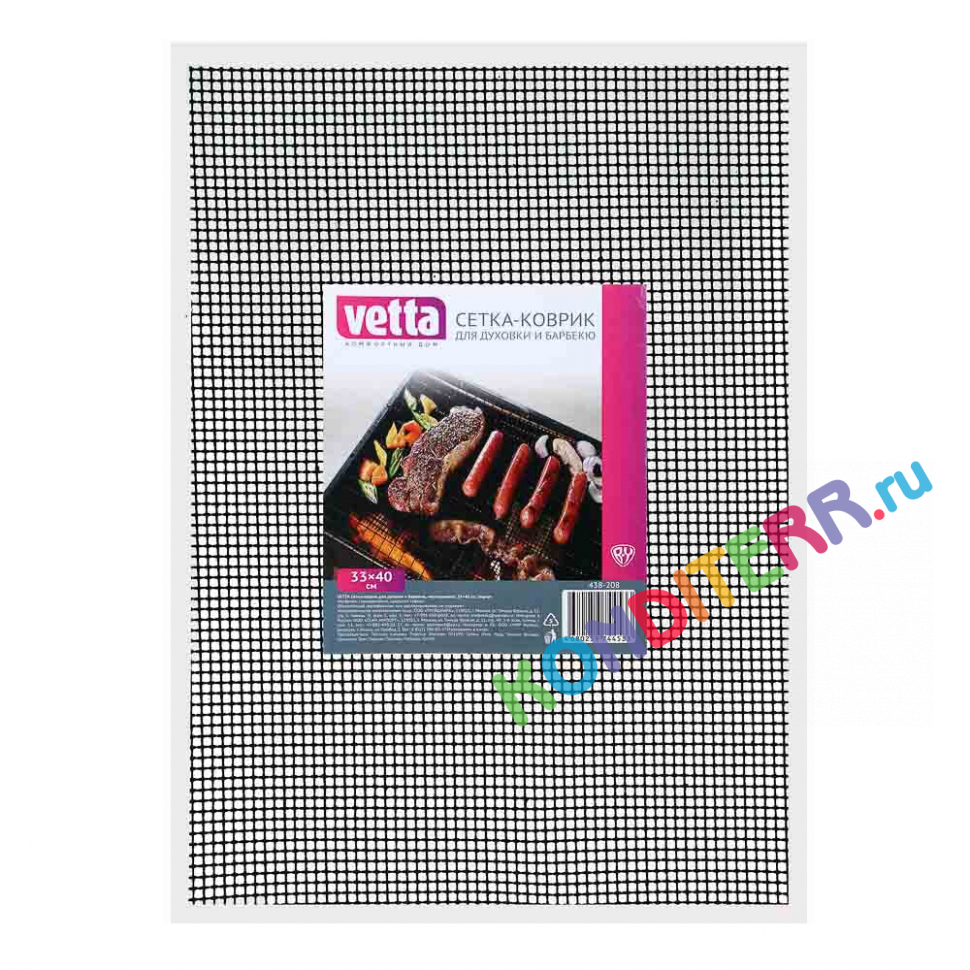 Сетка-коврик для духовки и барбекю, многоразовая, 33х40 см, тефлон, VETTA