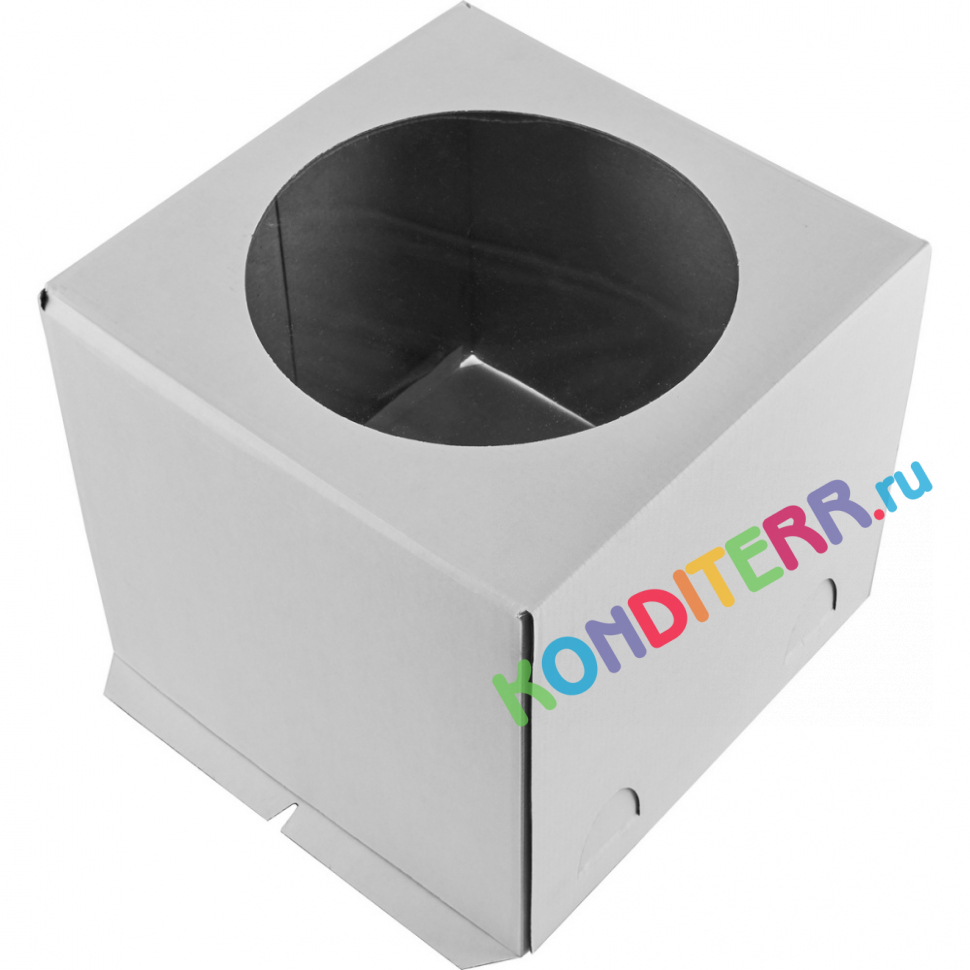 Короб 280*280*300 белый из гофрокартона с окном